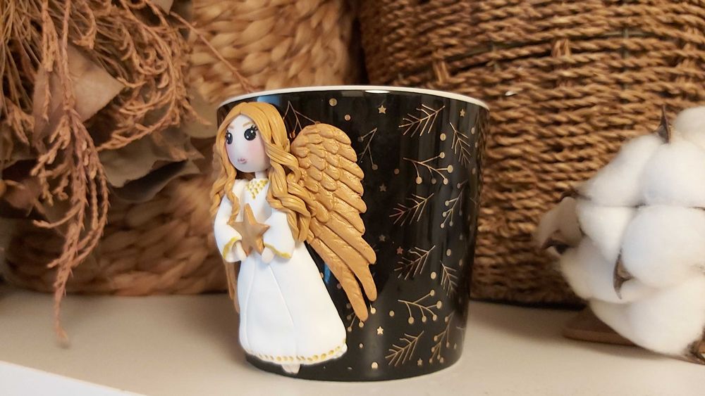Cadou deosebit cana inger din fimo handmade