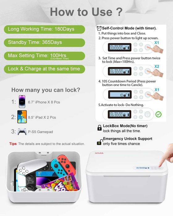 iDiskk Кутия за заключване на телефони с таймер