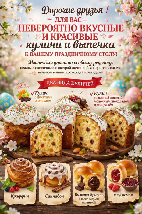 Куличи и домашняя выпечка на заказ | Каргалы + доставка