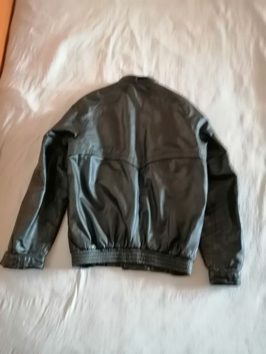 кожено мъжко яке естествена кожа черно размер 48 ползвано пребоядисано