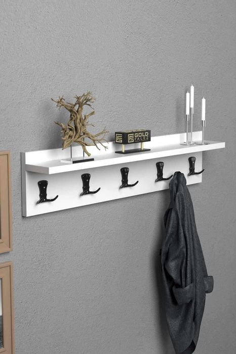 Дървена закачалка за стена - 5 цвята / Стенна закачалка