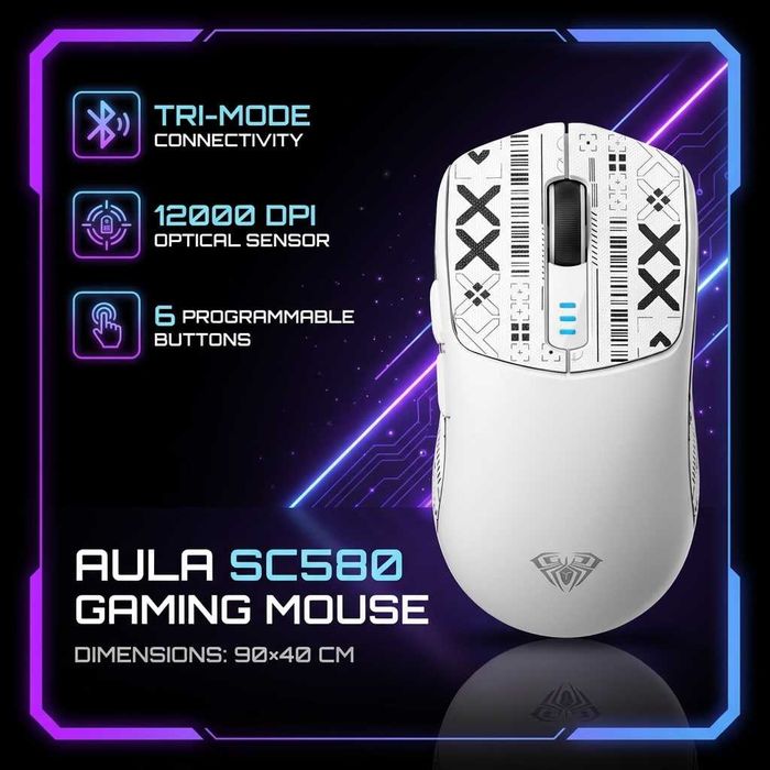 AULA SC580 Wireless Gaming Mouse | 12000 DPI | Tri-Mode | mishka