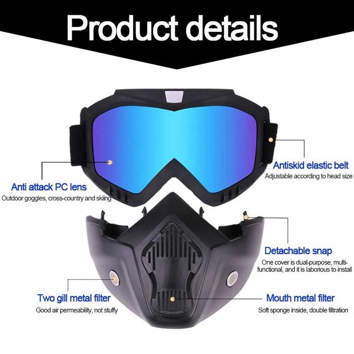 Ochelari + Masca paravant detasabil echipament sportiv moto atv paintb