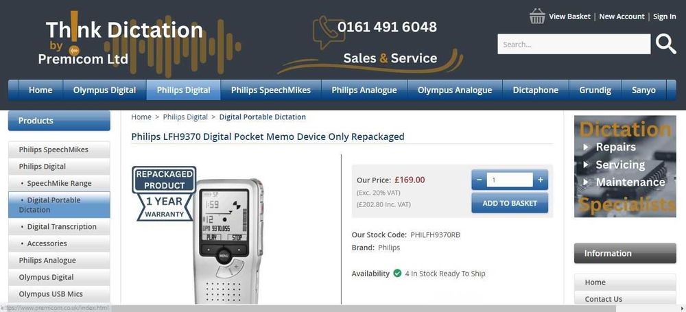 Reportofon profesional Philips LFH9370 Digital Pocket Memo Dictaphone