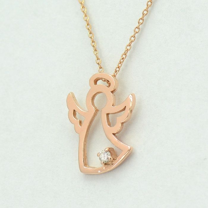 Lant cu ingeras aur roz/alb 18k cod 7616,7613..7880...7887...7903..