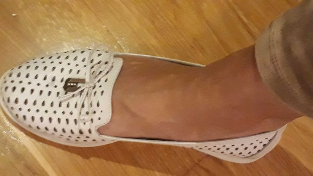 Balerini albi piele naturala 37