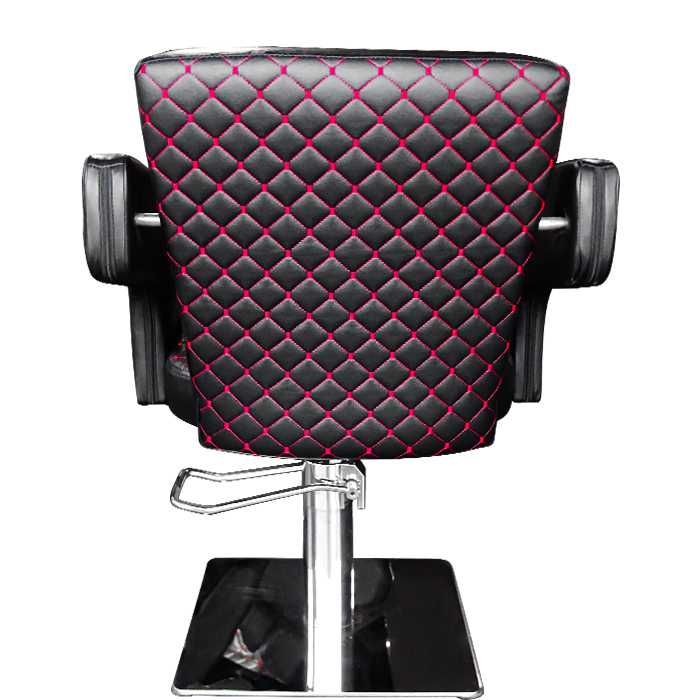 М1001 – черен с червени шевове професионален фризьорски стол