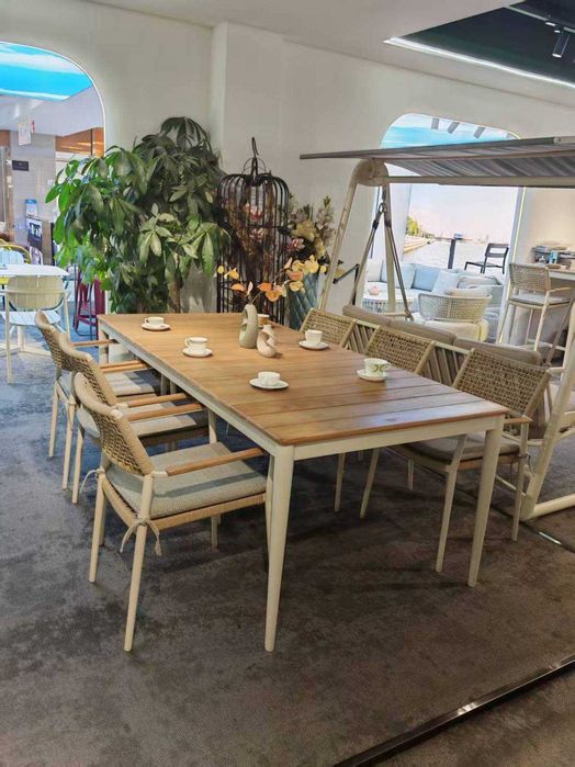 Луксозен трапезен сет SOLE - естествено тиково дърво и алуминий