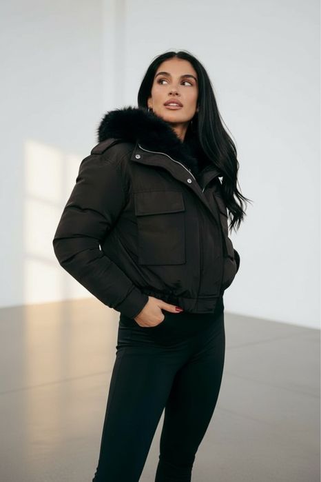 Уникално зимно яке с пухена яка три цвята