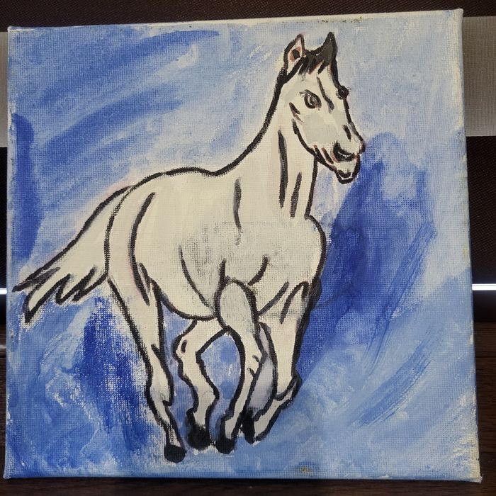 Рисуванo платно"Бял кон"