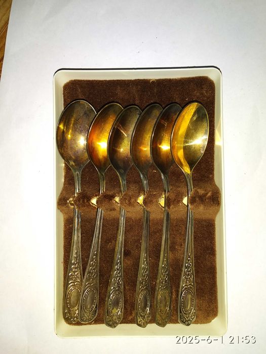 Ложки чайные мельхиор, набор- 6 штук, старые СССР