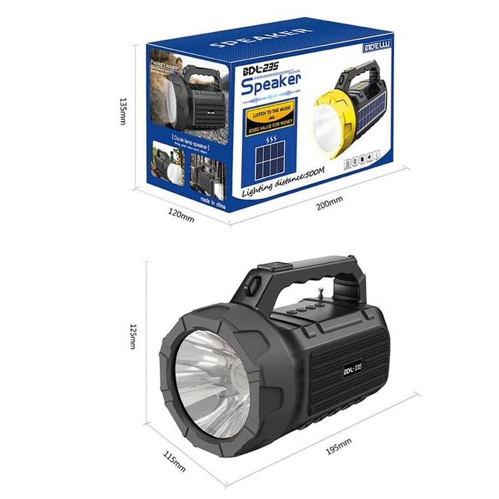 Мощен фенер с радио и соларен панел