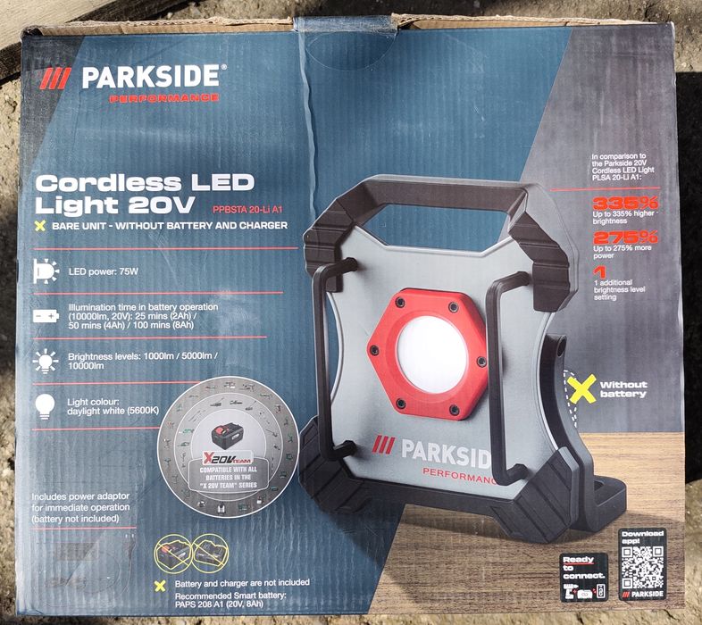 Работна лампа прожектор parkside 20v