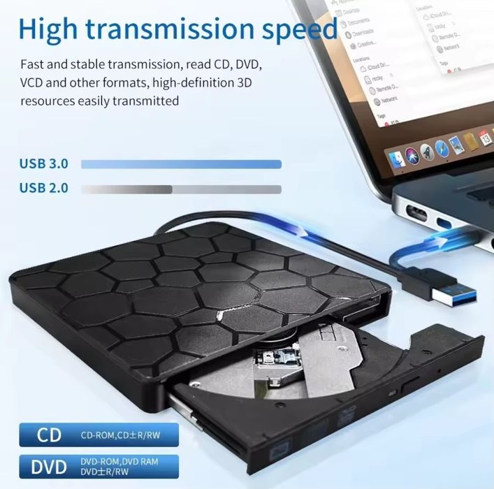 CD Player DVD RW Portabil , Unitate Cd DVD Extern Player Laptop PC Mac