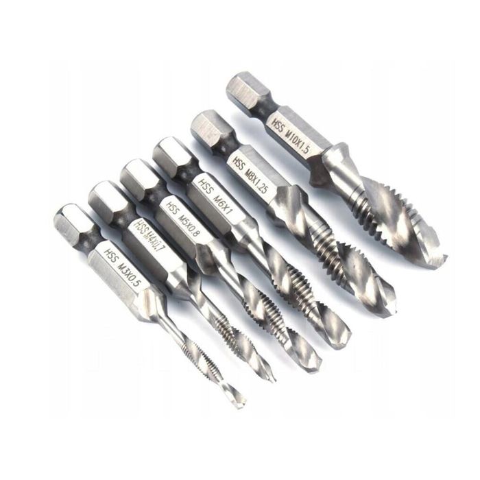 Set 6 burghie combinate pentru gaurire si filetare in metal, M3-M10,
