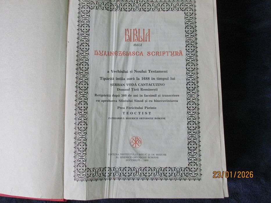 Vand Biblie, Editia Jubiliara 1688-1988