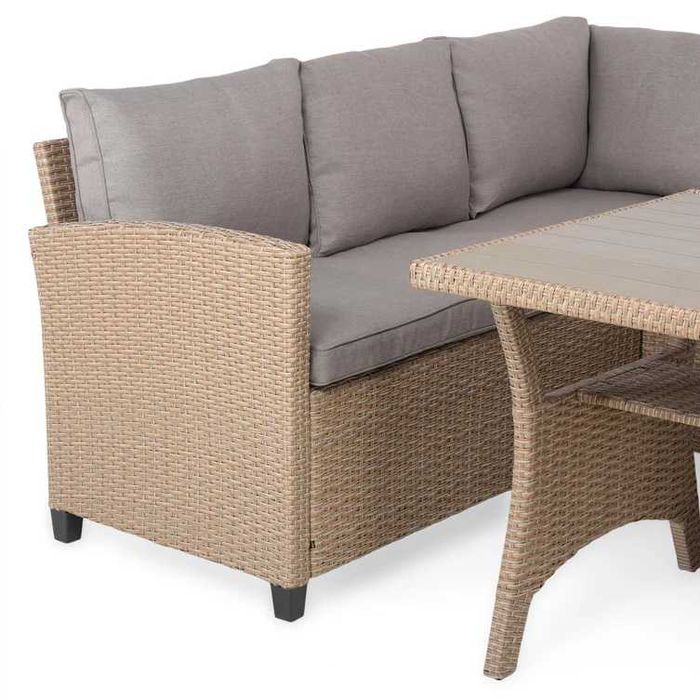 Set mobilier gradina/terasa cu perne canapea/coltar si masa Natur