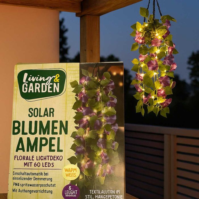 Соларна висяща саксия с LED осветление Living & Garden – 60 LED,