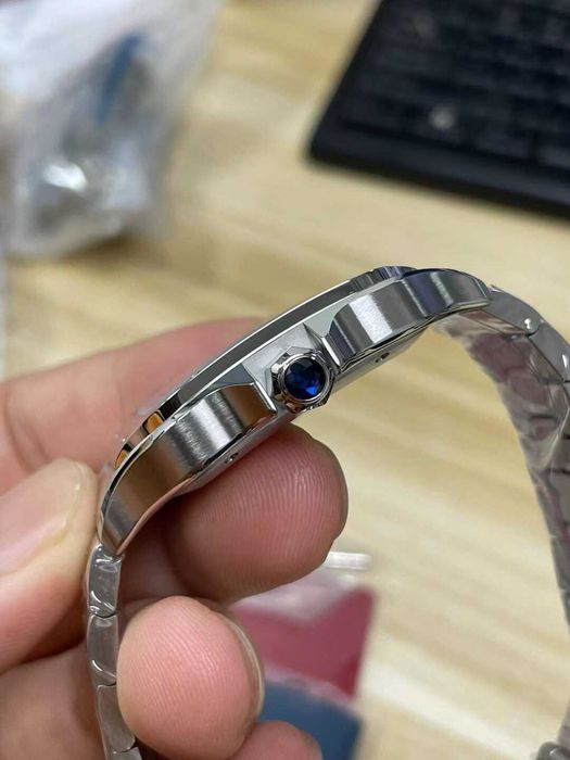 Cartier Santos 100 сребристо/синьо