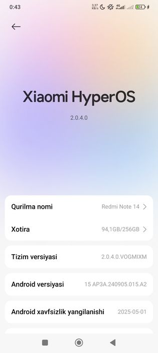 Redmi note 14  8+8 256 gb