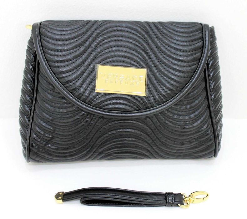 %ПРОМО% VERSACE – Дамска кожена черна вечерна чанта нова с етикети