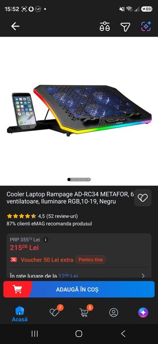 Laptop ASUS TUF Dash F15,Cooler extern Rampage si mouse Logitech G305