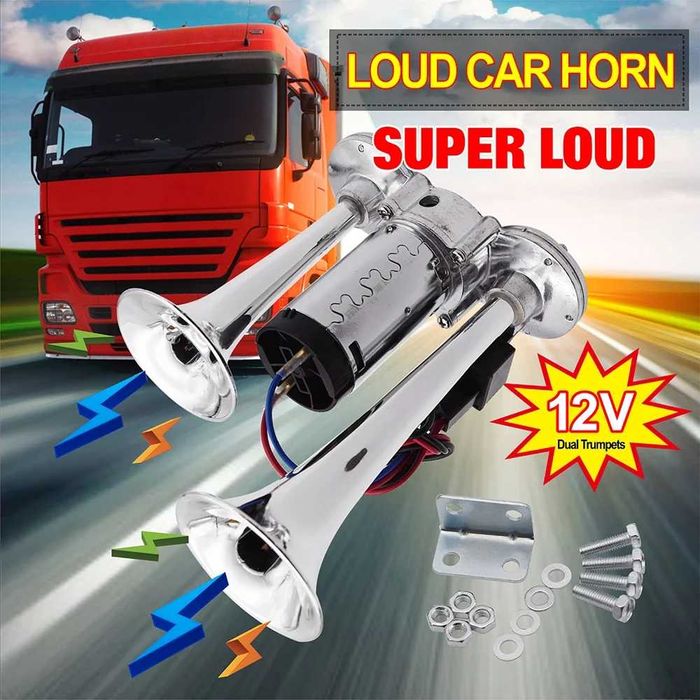 Двойна тромба 150dB 12V 200x160мм с компресор – Супер мощна