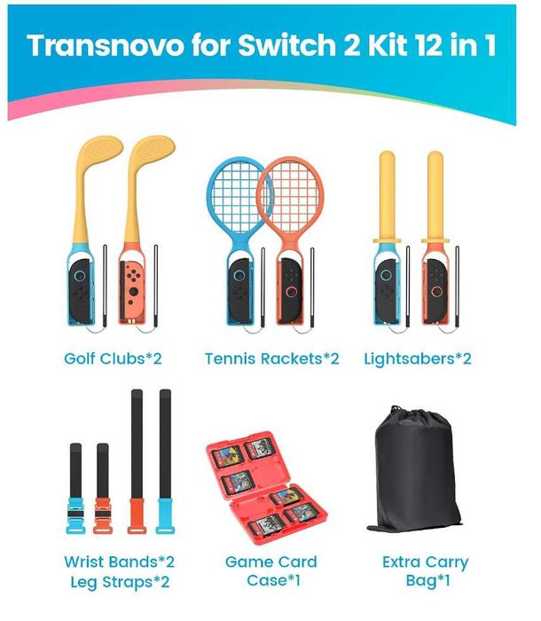 Комплект аксесоари 12в1 Nintendo Switch 1 / OLED / NS2 - голф стикове, мечове, тенис motion controller представки