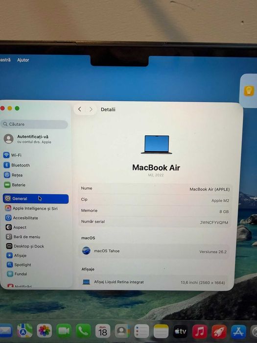 MacBook Air M2 / 256 GB / 8 GB RAM / Bat.100% / 37 Cicluri / Garantie * Krom Amanet Margeanului *