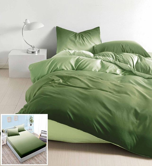 Lenjerie Pat Java Px040, Bumbac, 4 Piese, Cu Elastic, Verde