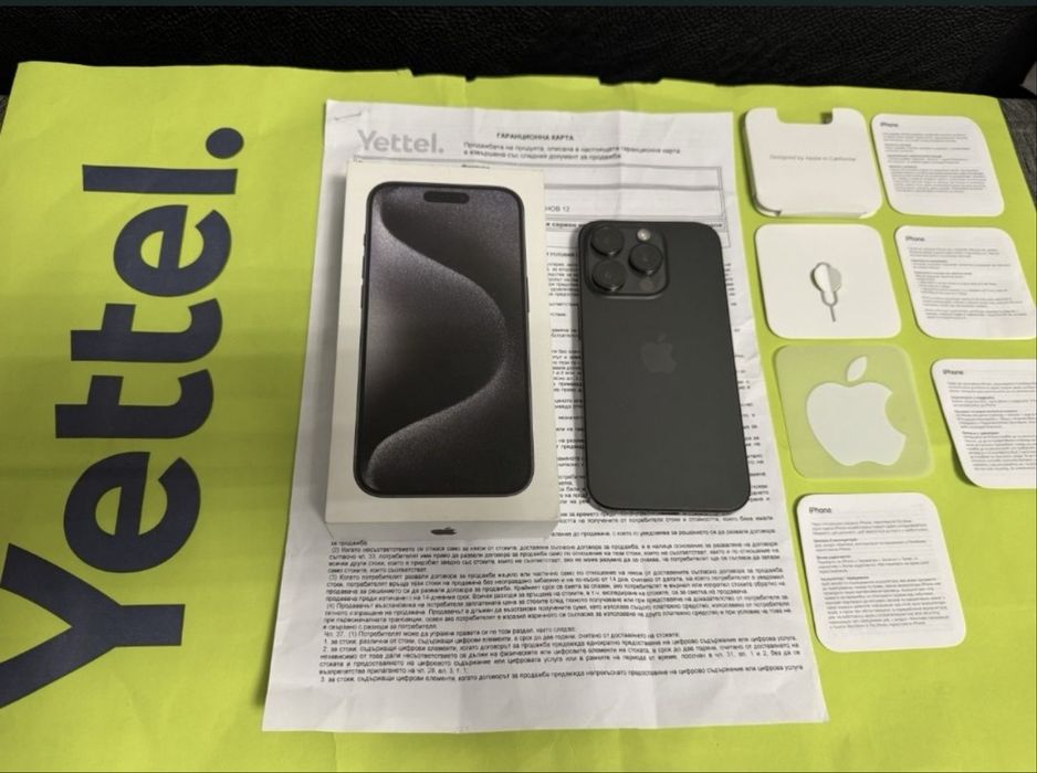 КАТО НОВ 256GB iPhone 15 Pro Yettel Гаранция 2026г. Black | Черен