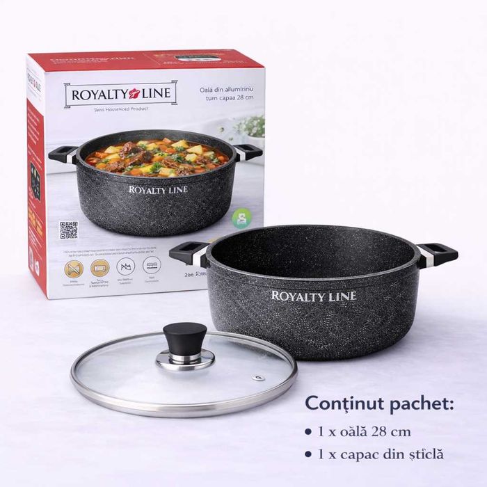 Oala din aluminiu turnat cu capac 28 cm Royalty Line