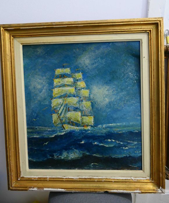 Bricul Mircea - Marina - Nicolae Savopol - Ulei/ Carton 60/40cm Rama