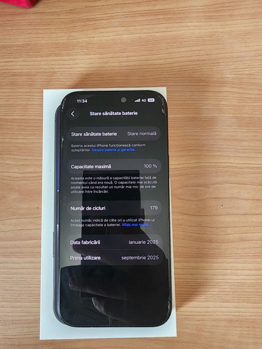 Vand iPhone 16 pro Max de 512 gb memory , 100% sănătate baterie , 180 cicluri de încărcare, activat în septembrie 2025… 4500 lei