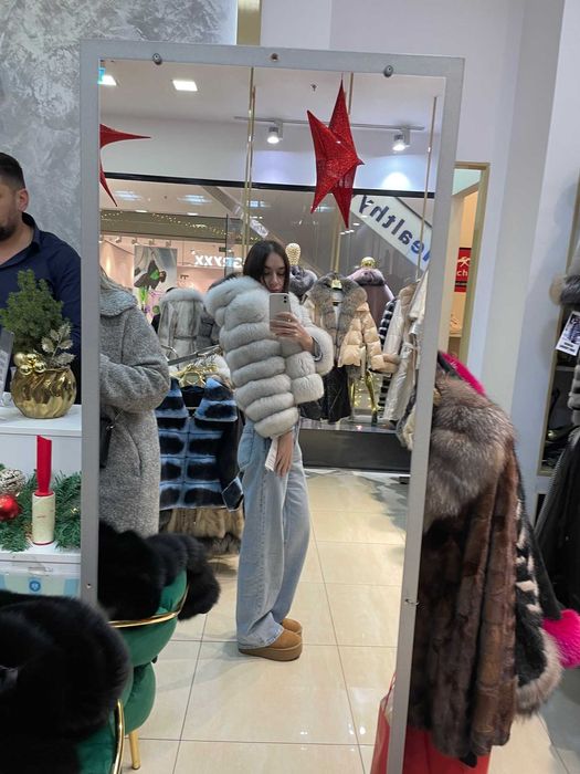 Haina din blana naturala de vulpe