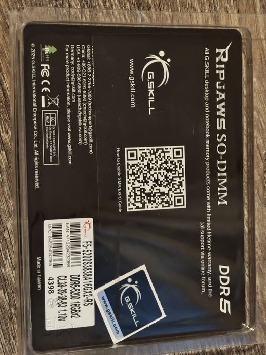 G. Skill DDR5 2*16GB sodimm памет, 5200 mhz, cl38
