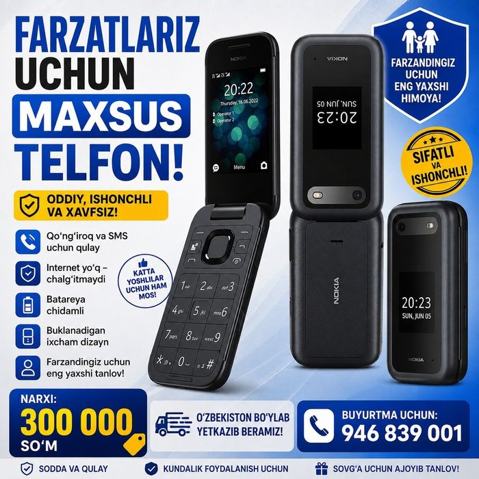 Nokia Yangi 3310, 6310, 6300, 2720, 2660, 150, barcha madelar bor