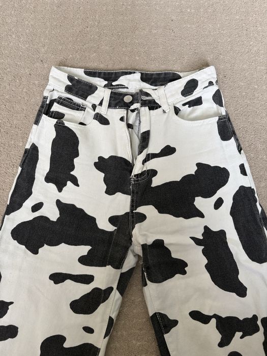 Дънки с кравешка шарка, shein