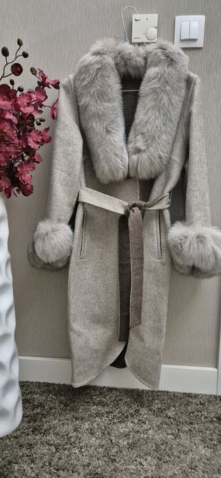 Палто алпака с естествен косъм от лисица