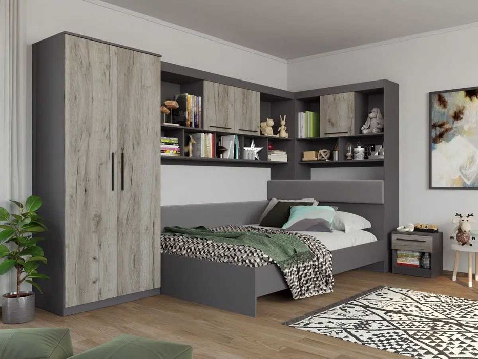 Set Dormitor Colt Lucio C8 Gri / Lemn