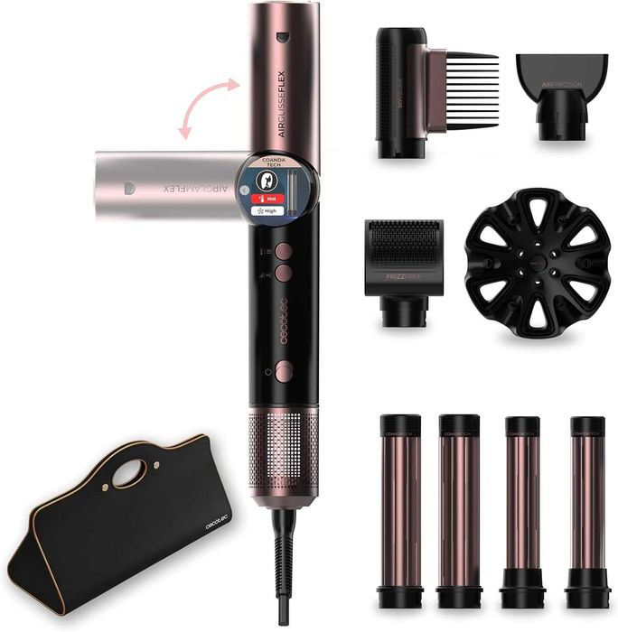 Cecotec AirGlisse 8в1 Flex BlackStyler | 8 приставки | Функция Flex | Цифров дисплей