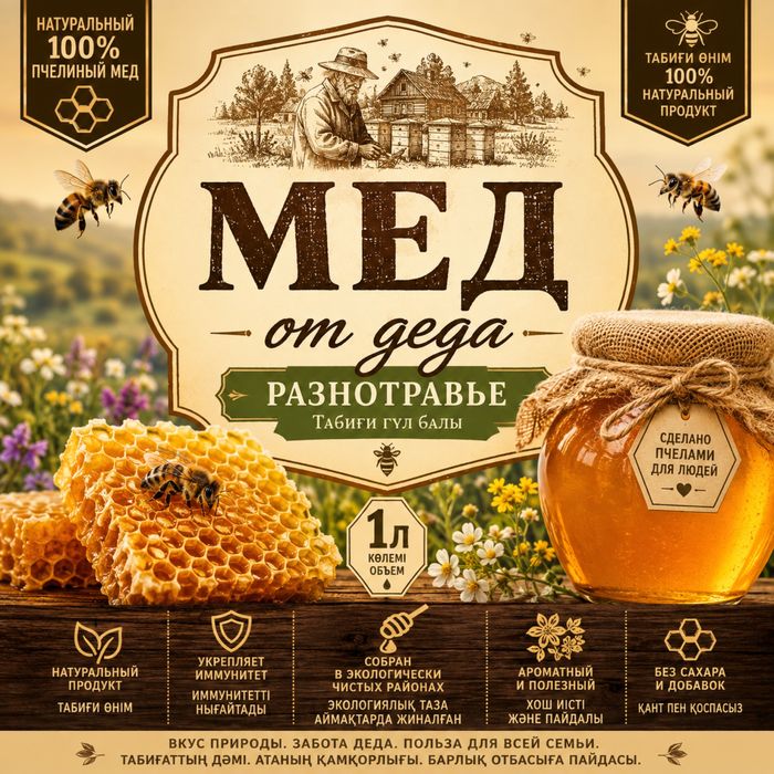 Мед разнотравье натуральный