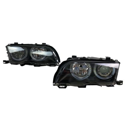 Тунинг фарове за BMW E46 седан (1998-2001) - черни с led ангелски очи