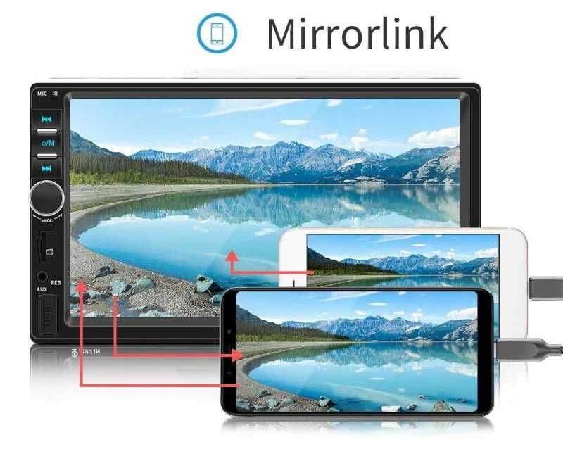 Player auto 2DIN 7018B 7" Touch Bluetooth USB MirrorLink + telecomandă