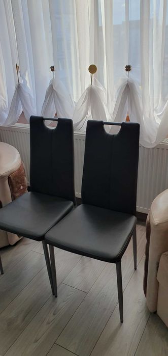 Scaune moderne (4 buc.) din piele ecologică culoare gri - ,,NOI''
