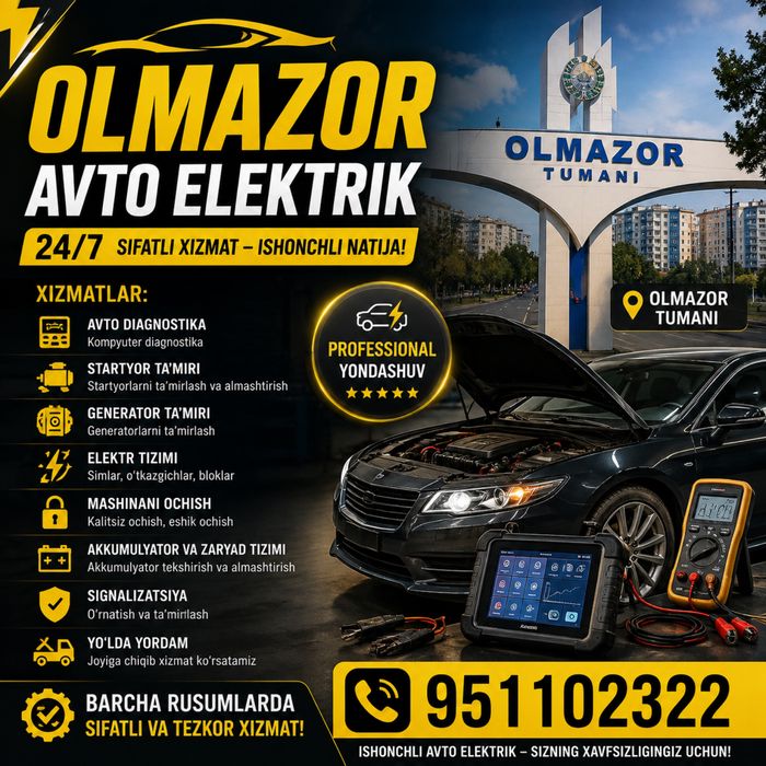 Avtoelektrik Olmazor avtomaster perekurit moshina ochish benzin nasos