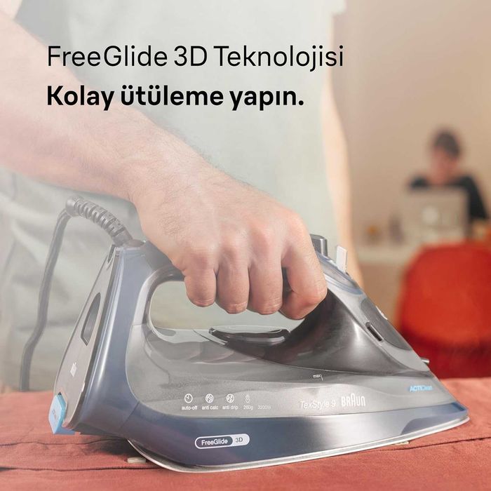 Ютия Braun TexStyle 9 SI9682DB, 0127409002, 3200 W, Променлива пара 60 гр/мин, Парна струя 260 гр/мин, Резервоар 330 мл, FreeGlide 3D технология