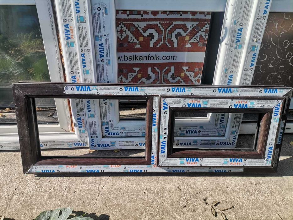 ПВЦ  врата с рамка и рамка с неправилна форма бели, ПВЦ прозорец венге