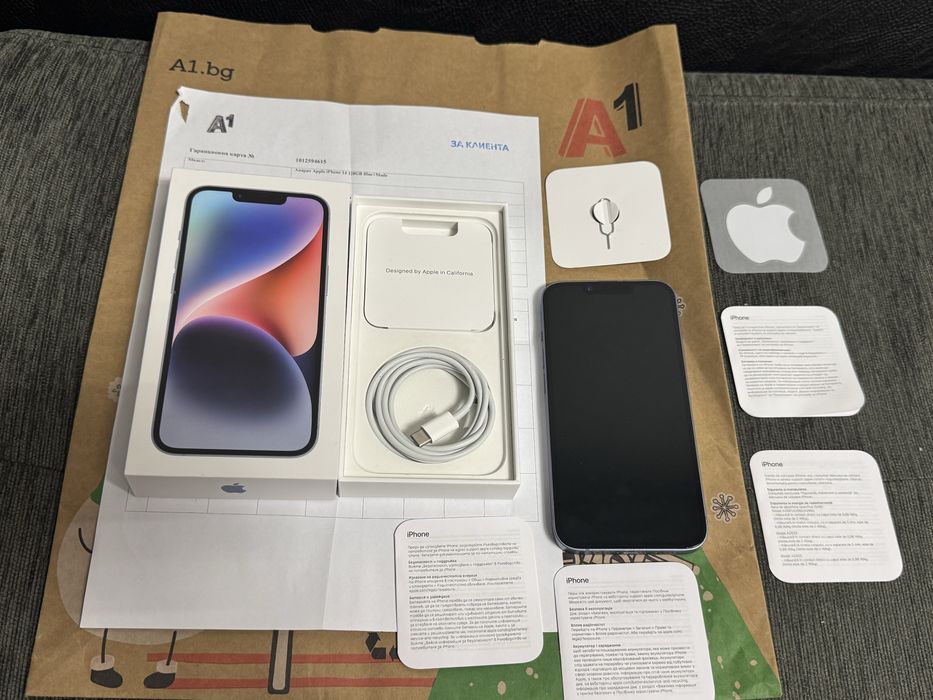 ***89% 128GB iPhone 14 A1 Гаранция 2027г. Blue / Син