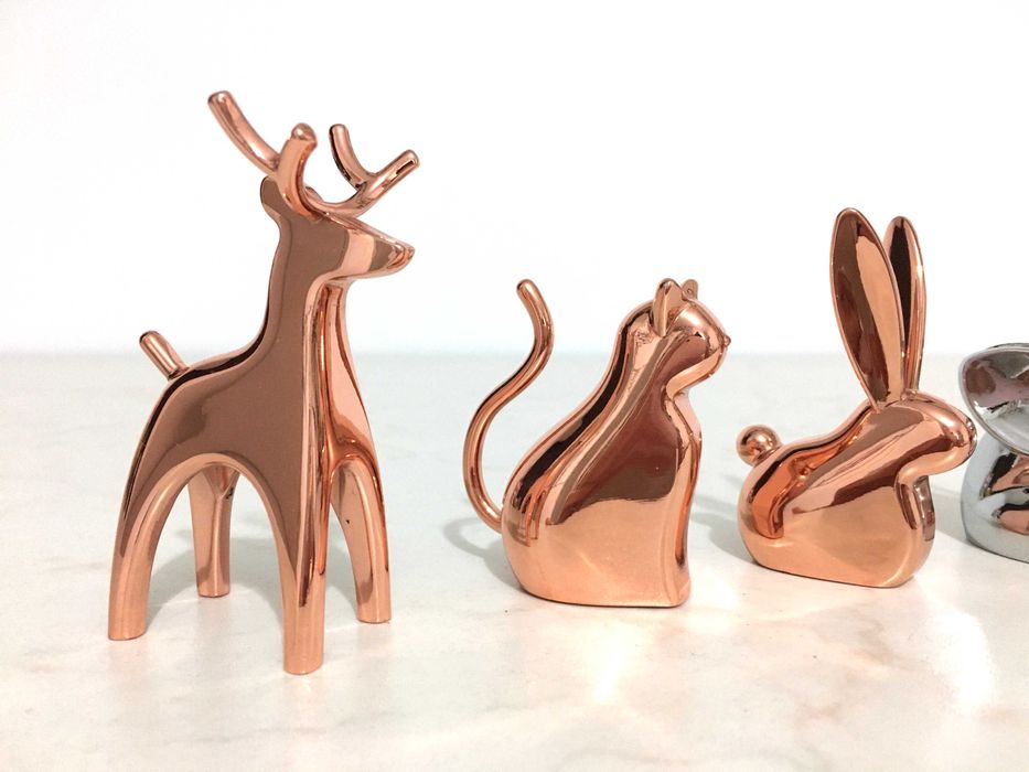 Set 6 statuete metalice pt biju UMBRA jucarii elefant pisica iepure